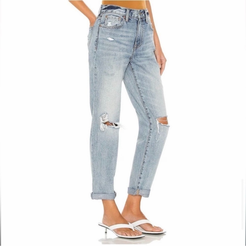 Pistola Presley Jeans Light Wash Distressed High Rise 90s Boyfriend Fit 28
